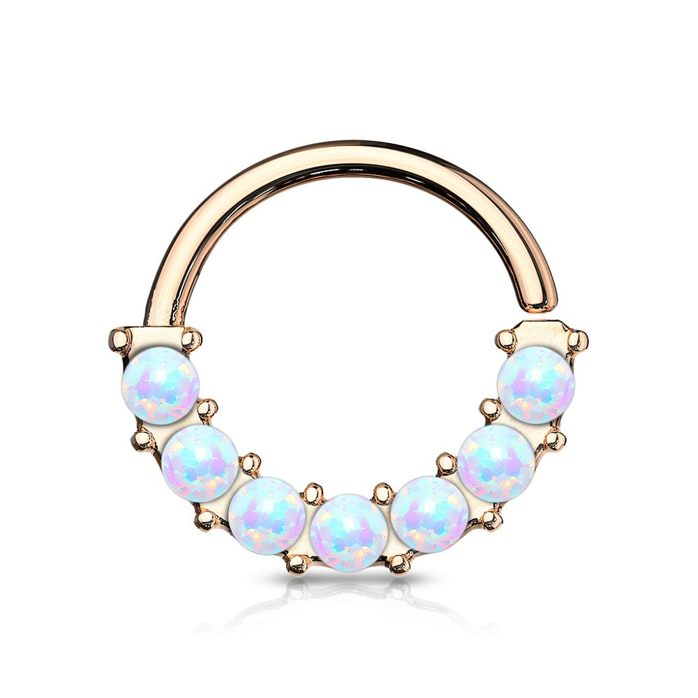 Multi Synthetic Opal Front Facing Bendable Ring - Stainless Steel