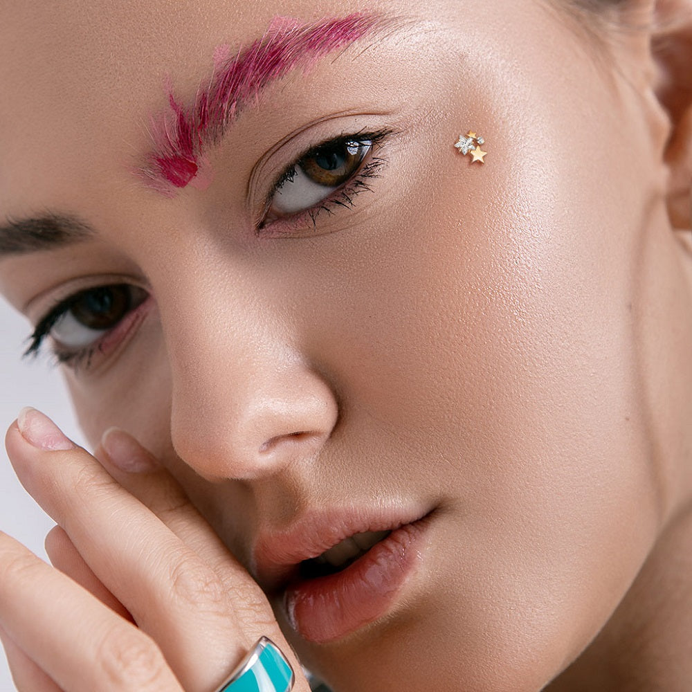 Internally Threaded CZ Crystal Star Cluster Dermal Anchor Top - 316L Stainless Steel