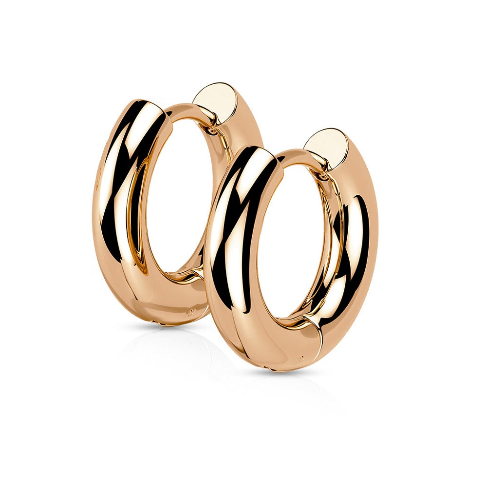 3mm Thick Hinged Round Hoop Earrings - 316L Stainless Steel - Pair