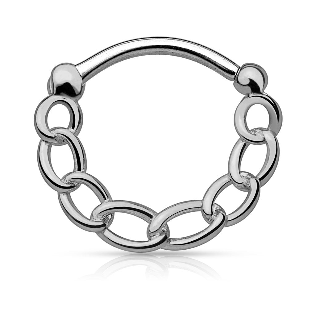Tough Chain Link Round Nose Septum Clicker - 316L Stainless Steel