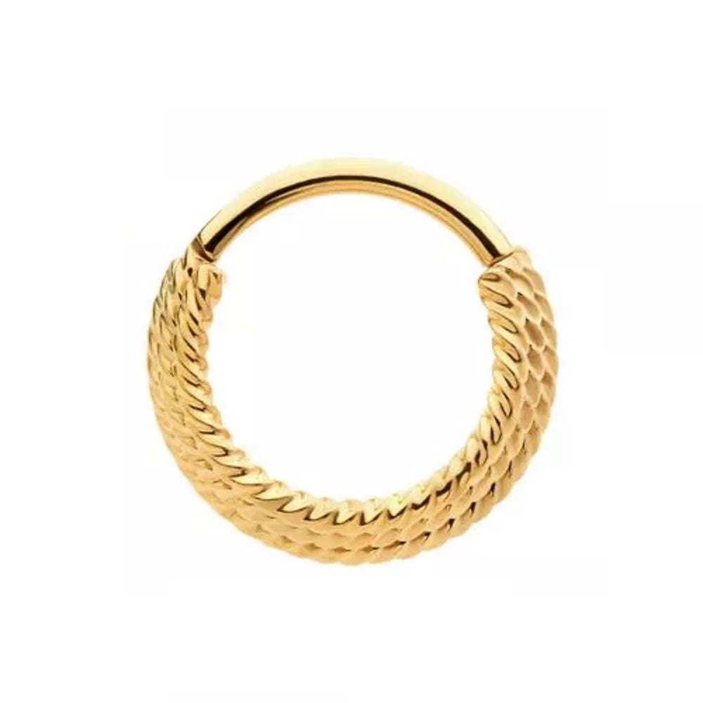 Terraced Triple Stack Twisted Design Front Facing Hinged Segment Ring - 316L Stainless Steel