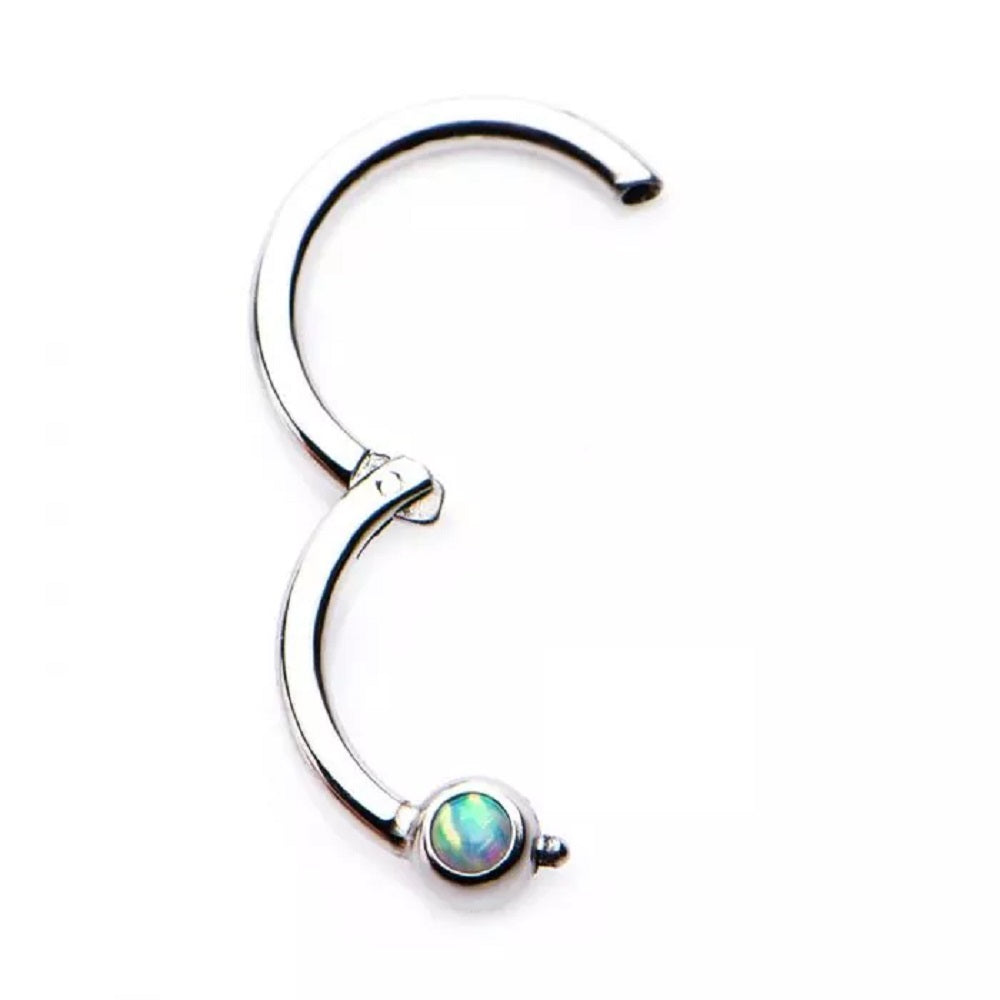 Opal Centered Hinged Segment Ring - Stainless Steel