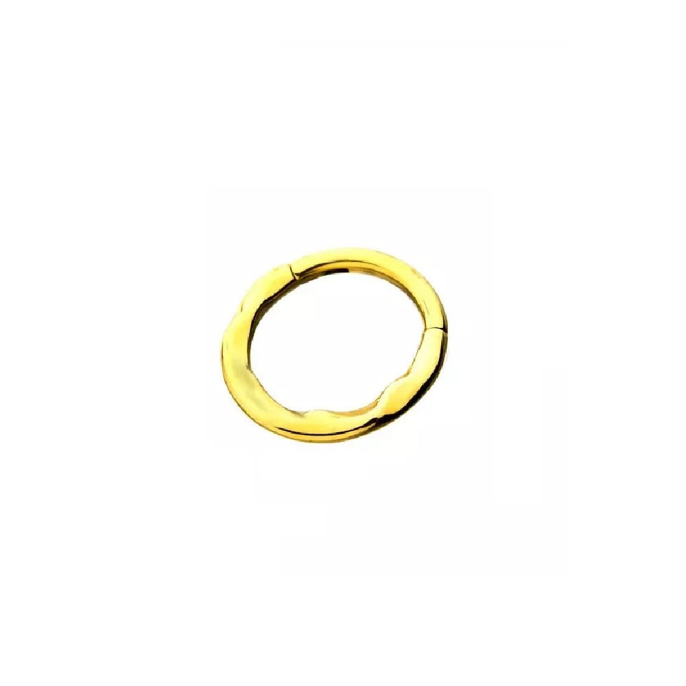 Hammered Texture Wavy Hinged Segment Ring - Stainless Steel