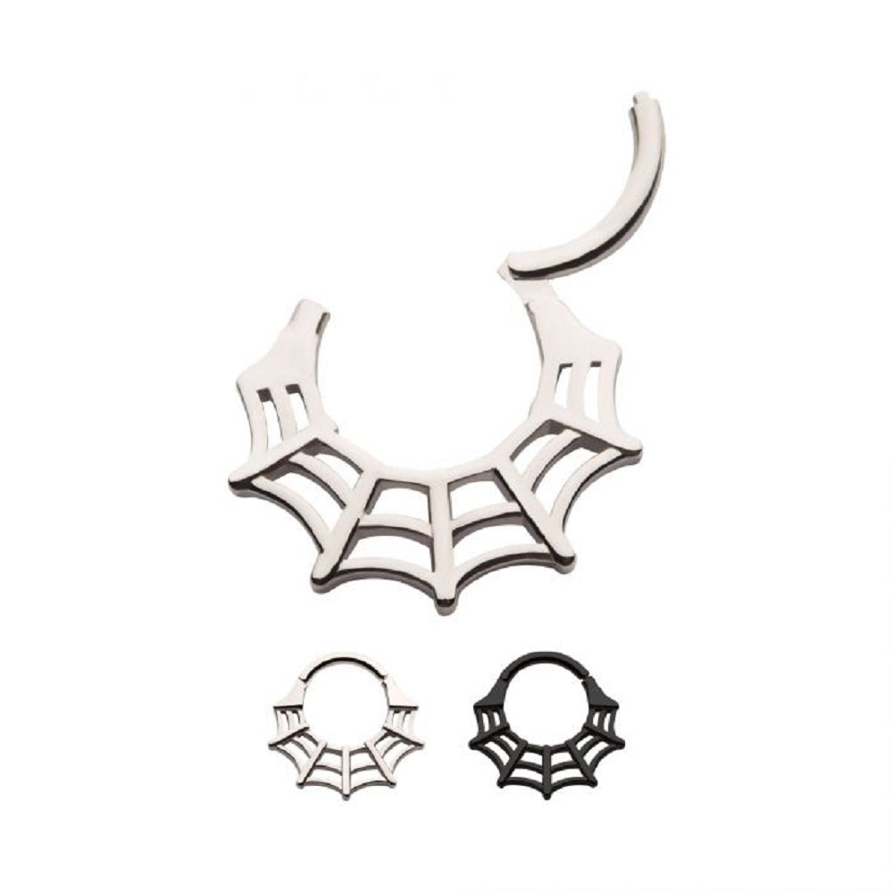 Spider Web Hinged Segment Ring - Stainless Steel