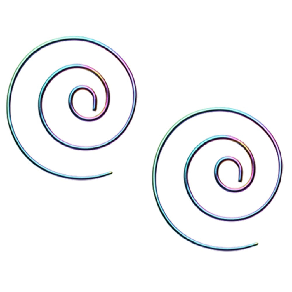 Small Spiral Coiled Hoop Earrings - Stainless Steel - Pair