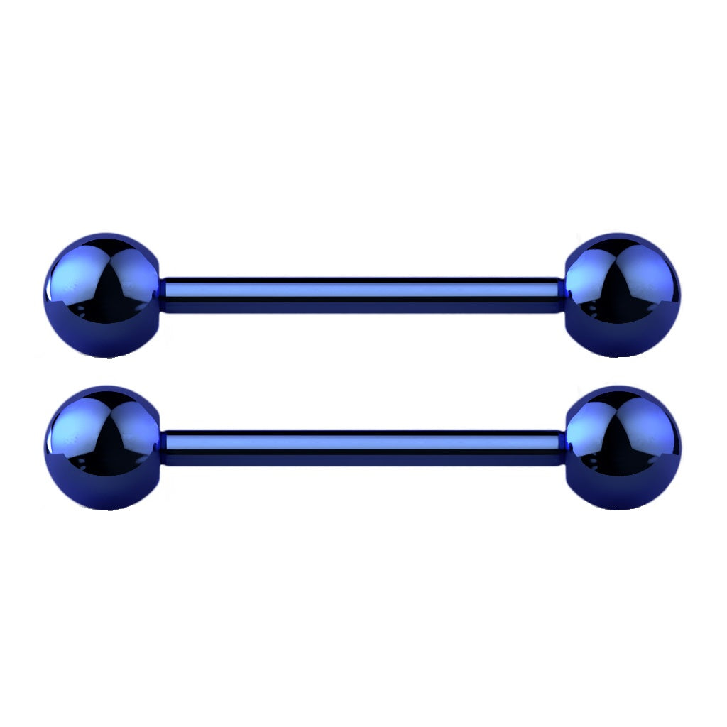 Internally Threaded Nipple Barbells - PVD Plated G23 Implant Grade Solid Titanium - Pair