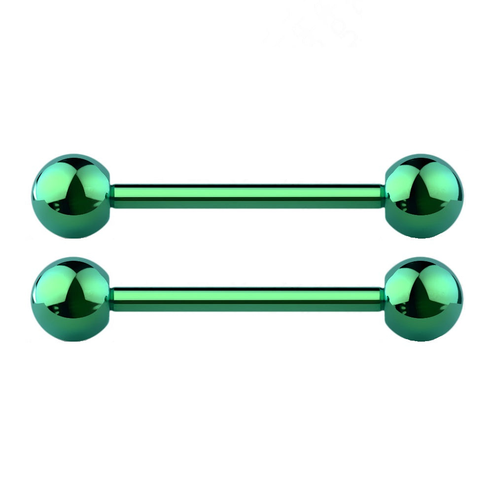 Internally Threaded Nipple Barbells - PVD Plated G23 Implant Grade Solid Titanium - Pair