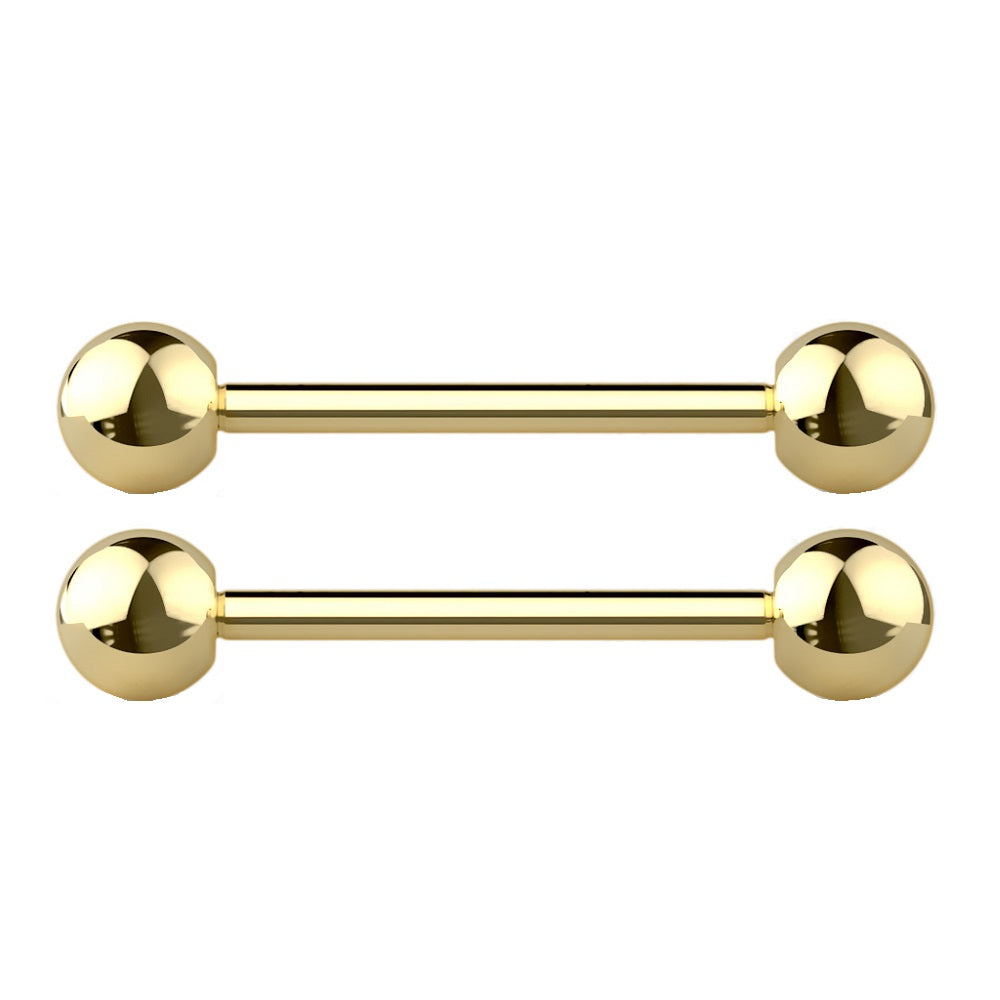 Internally Threaded Nipple Barbells - PVD Plated G23 Implant Grade Solid Titanium - Pair