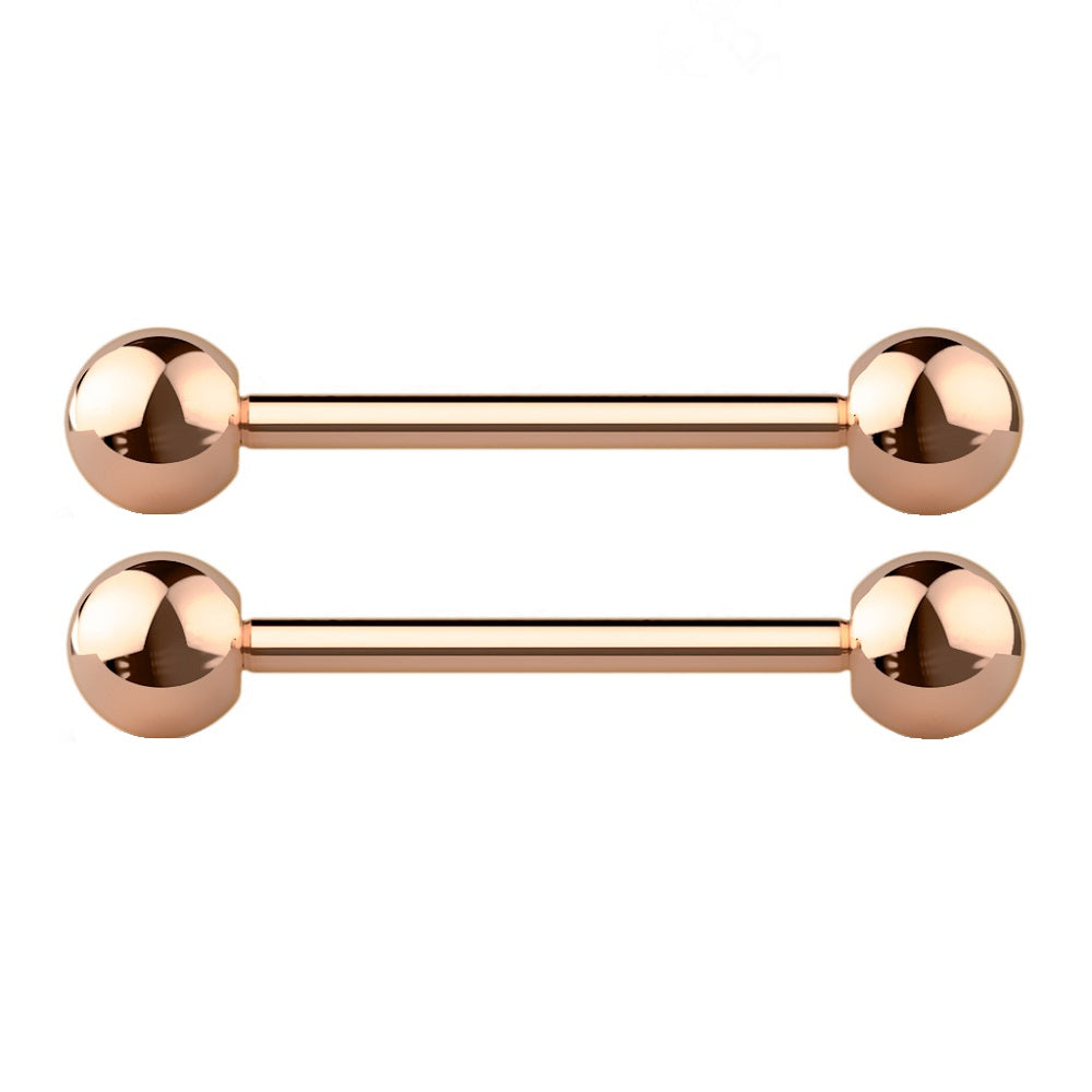 Internally Threaded Nipple Barbells - PVD Plated G23 Implant Grade Solid Titanium - Pair