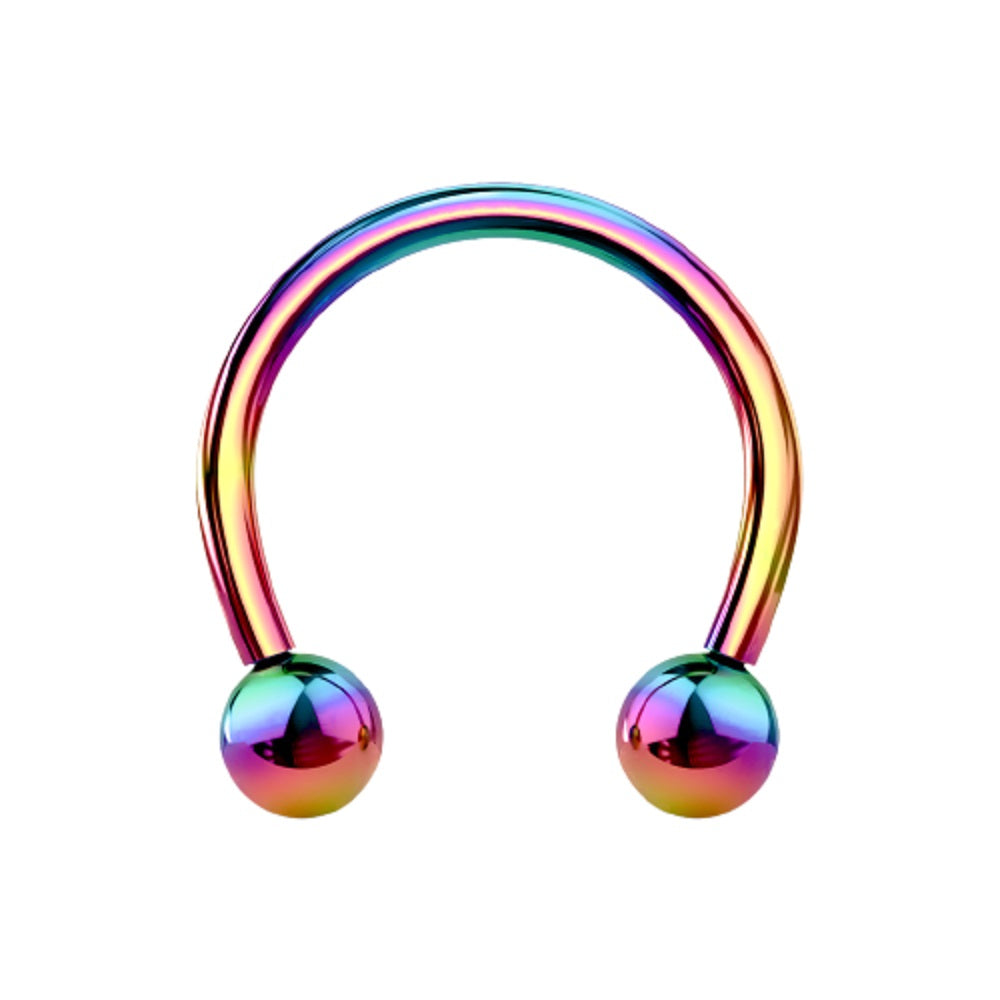 Internally Threaded Ball Ends Circular Horseshoe Barbell - PVD Plated G23 Implant Grade Titanium