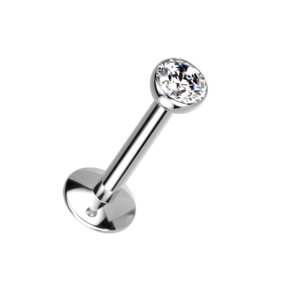CZ Crystal Internally Threaded with Extended Threading Convex Base Stud - G23 Implant Grade Titanium