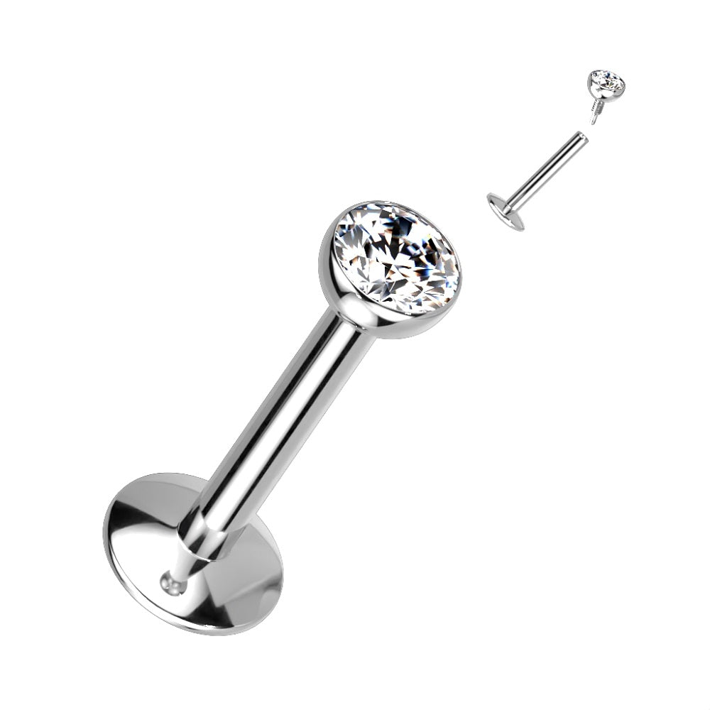 CZ Crystal Internally Threaded with Extended Threading Convex Base Stud - G23 Implant Grade Titanium