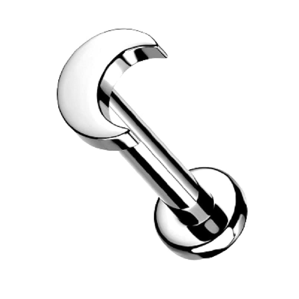 Internally Threaded Flat Crescent Moon Top Flat Back Stud - F-136 G23 Implant Grade Solid Titanium