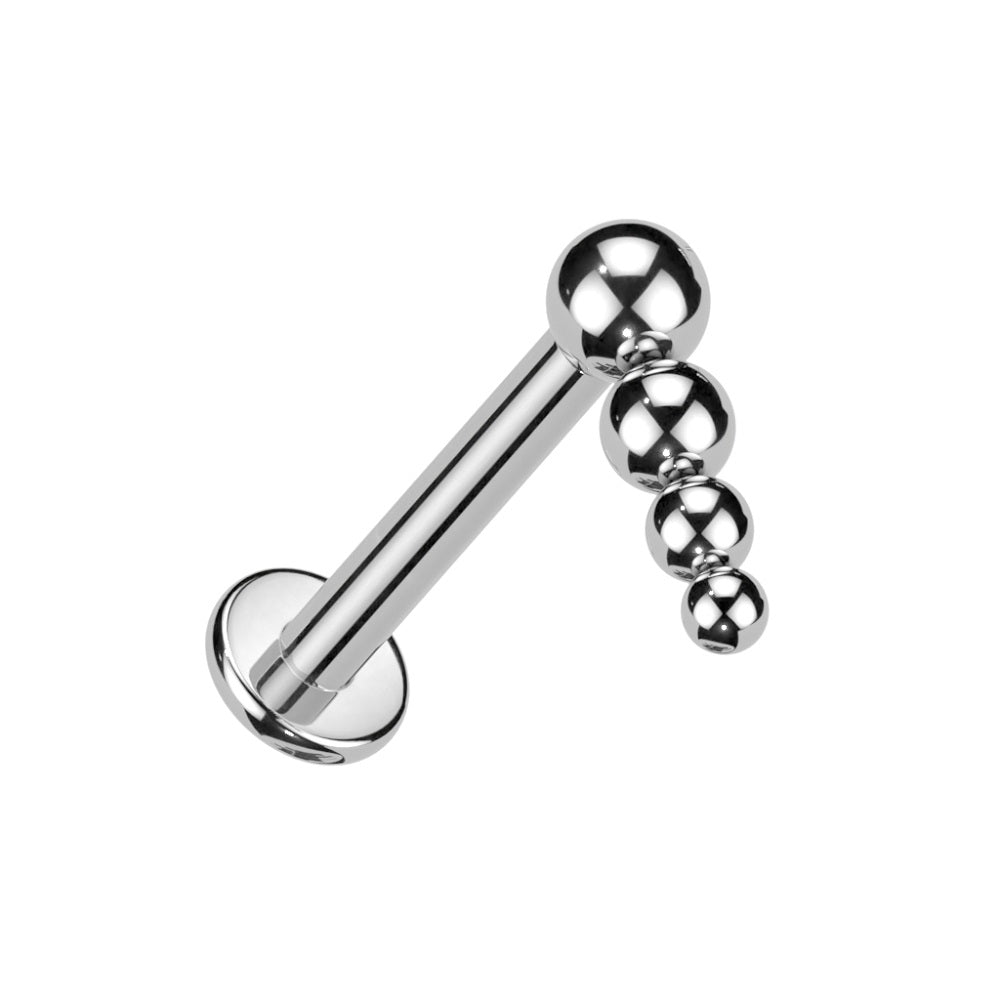 Descending Beaded Ball Top Internally Threaded Stud - F136 Implant Grade Titanium