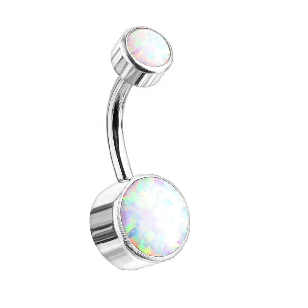 Internally Threaded Synthetic Opal Belly Button Ring - G23 Implant Grade Titanium