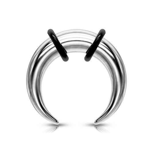 Large Gauge Septum Pincher Ring with 2 Black O-Rings - Stainless Steel