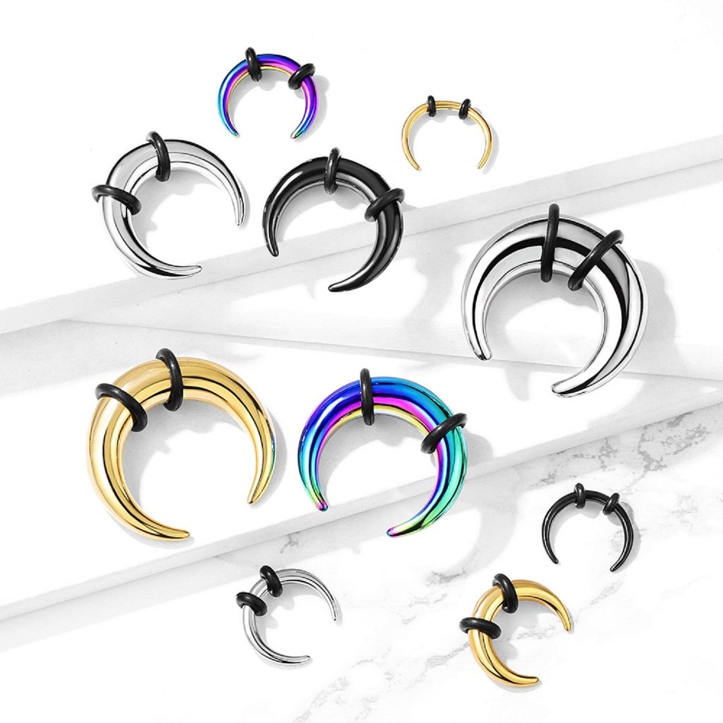 Septum Pincher Ring with 2 Black O-Rings - Stainless Steel