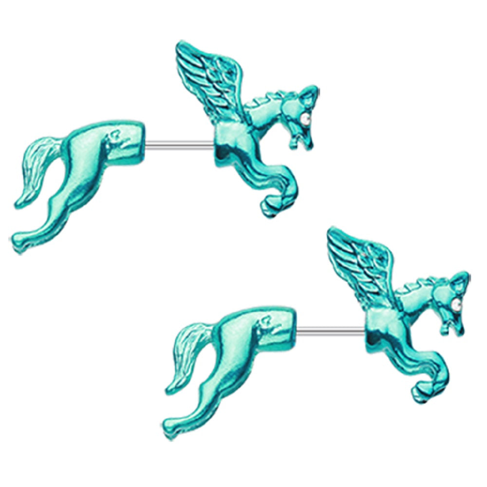 Pegasus Fake Taper Earrings - Stainless Steel - Pair