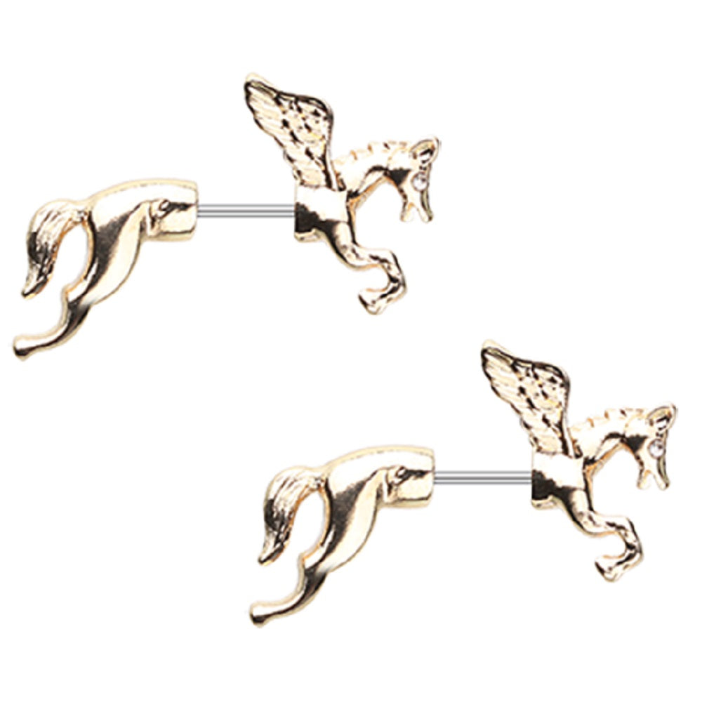 Pegasus Fake Taper Earrings - Stainless Steel - Pair