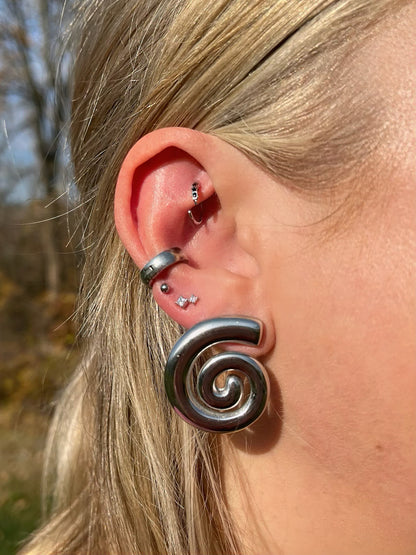 Spiral Stud Earrings - Pair - Stainless Steel