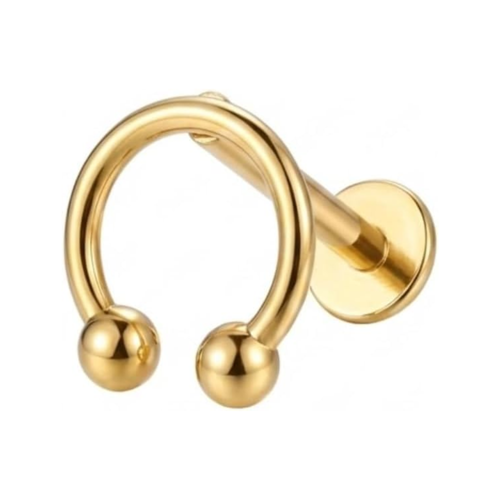 Internally Threaded Horseshoe Barbell Front Flat Back Stud - ASTM F-136 Implant Grade Titanium