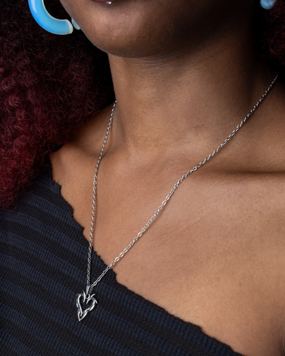 Tribal Heart Pendant Necklace - Stainless Steel