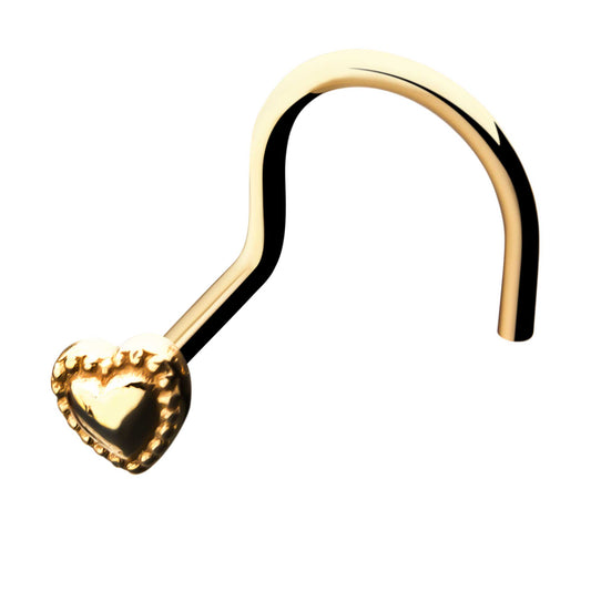 Heart Top Nose Screw - 14kt Gold