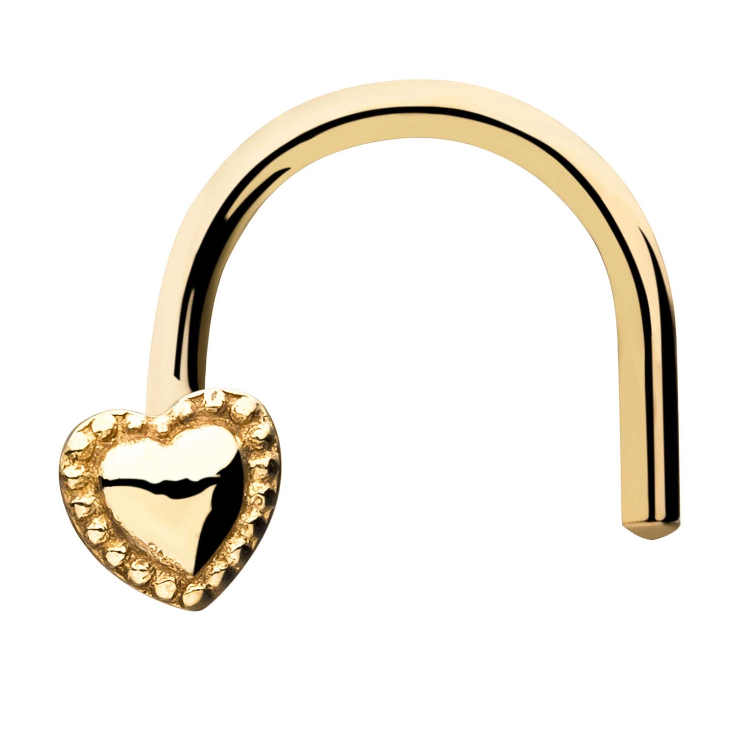 Heart Top Nose Screw - 14kt Gold