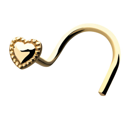 Heart Top Nose Screw - 14kt Gold