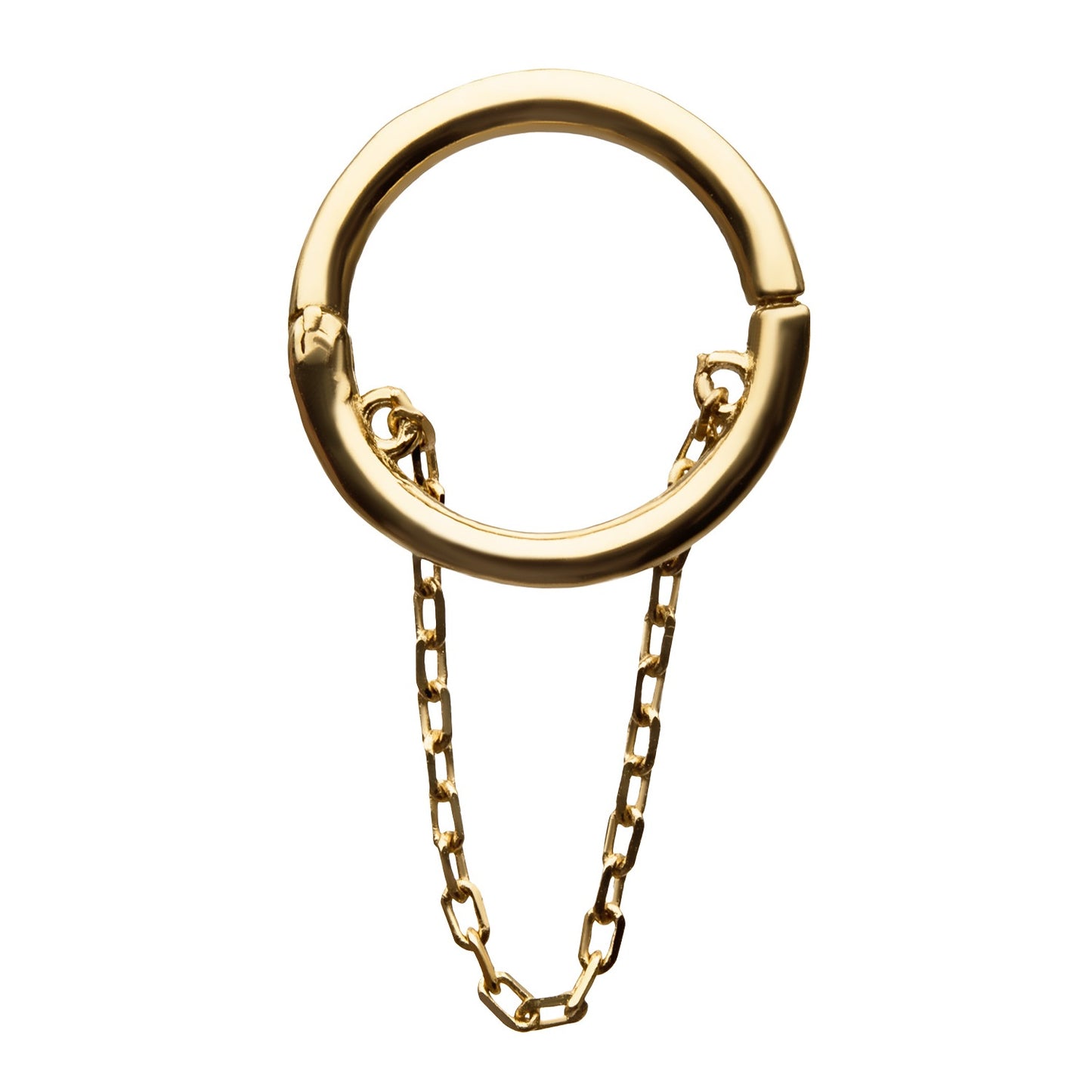 Dangling Chain Hinged Segment Clicker Ring - 14kt Gold