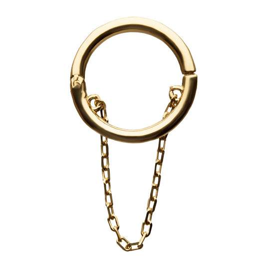 Dangling Chain Hinged Segment Clicker Ring - 14kt Gold