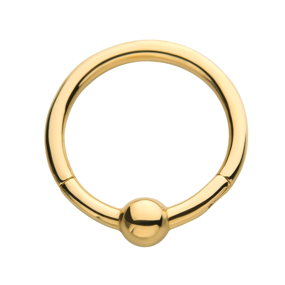 Faux Captive Bead Ring Hinged Segment Clicker Ring - 14kt Gold