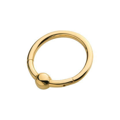 Faux Captive Bead Ring Hinged Segment Clicker Ring - 14kt Gold