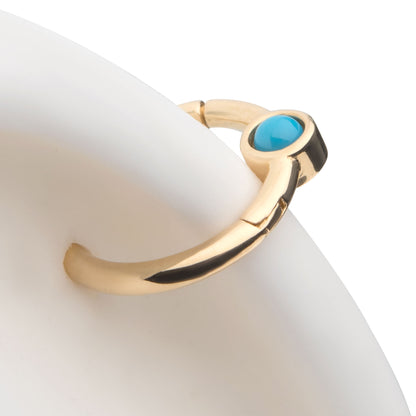 Bezel Set Synthetic Turquoise Center Hinged Segment Clicker Ring - 14kt Gold