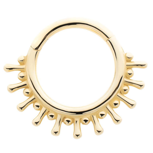 Spike and Bead Edge Hinged Segment Clicker Ring - 14kt Gold