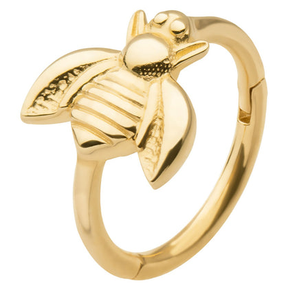 Bee Side Facing Hinged Segment Clicker Ring - 14kt Gold