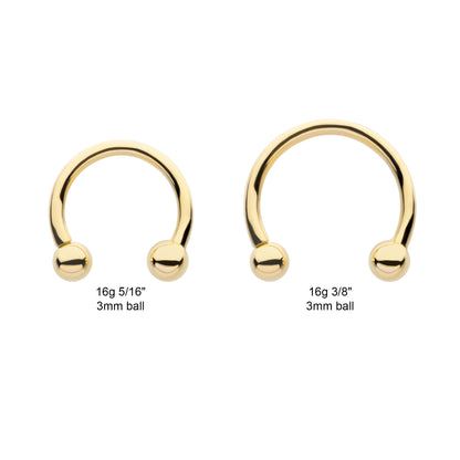 Internally Threaded on One End Circular Barbell - 14kt Gold