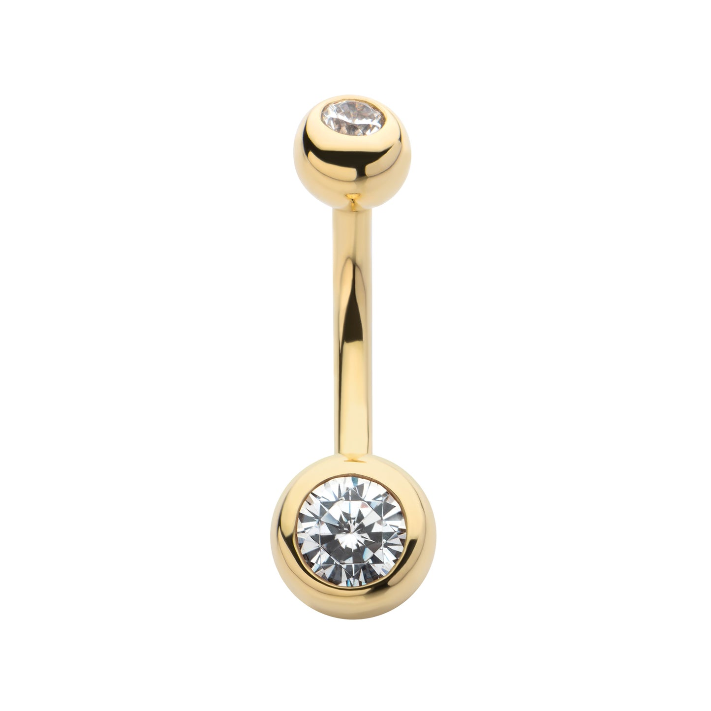 Internally Threaded CZ Crystal Belly Button Ring - 14kt Gold