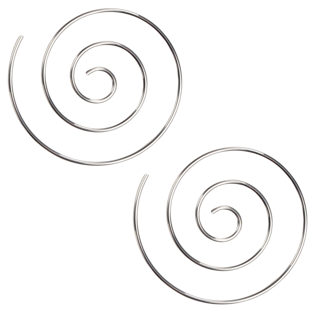 Large Spiral Coiled Hoop Earrings - Stainless Steel - Pair