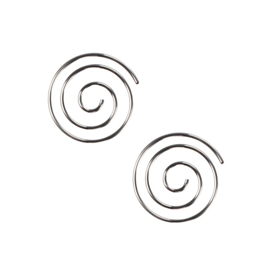 Small Spiral Coiled Hoop Earrings - Stainless Steel - Pair