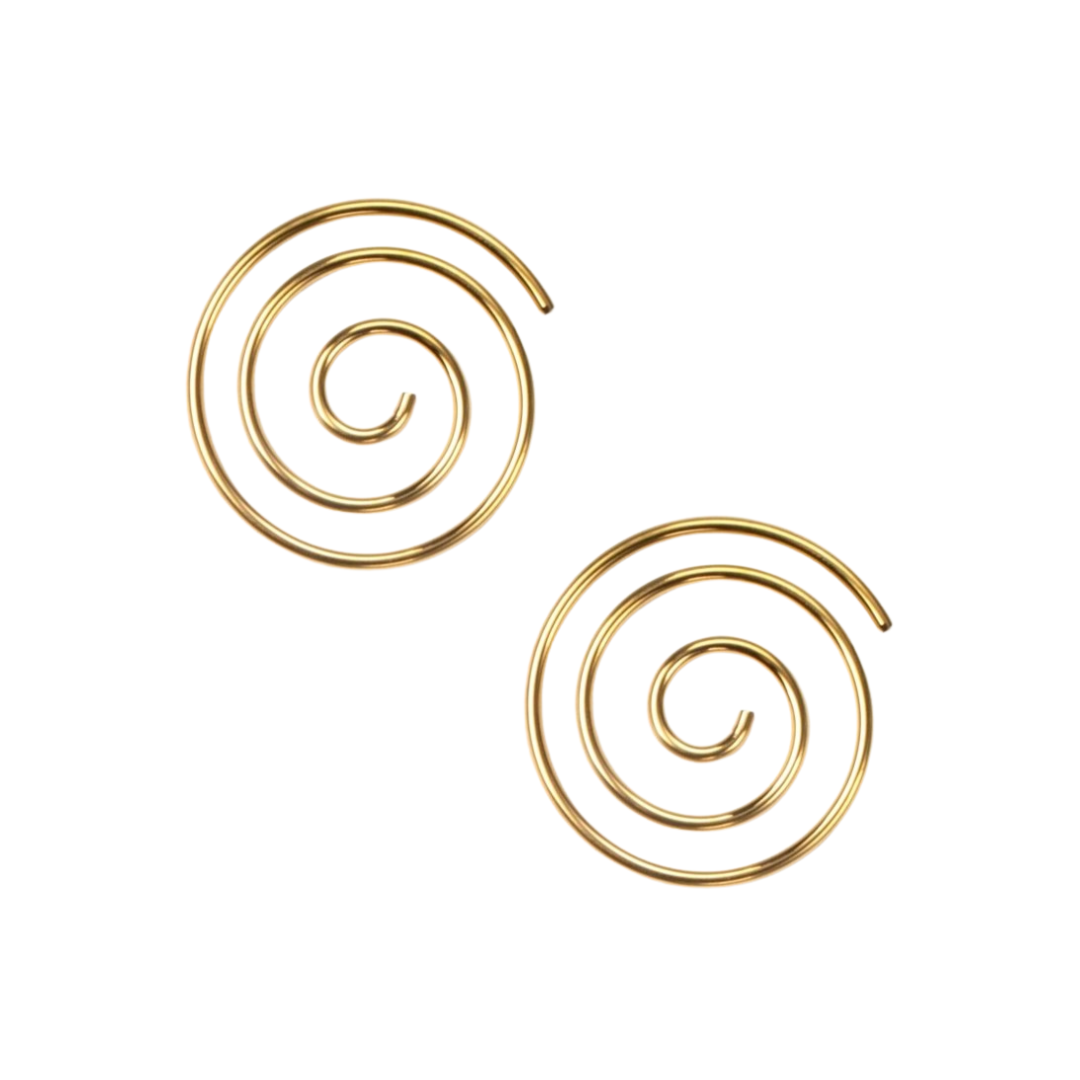 Small Spiral Coiled Hoop Earrings - Stainless Steel - Pair