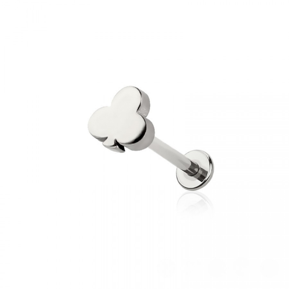 Threadless Push-In Poker Card Suit Top Flat Back Stud - 316L Stainless Steel