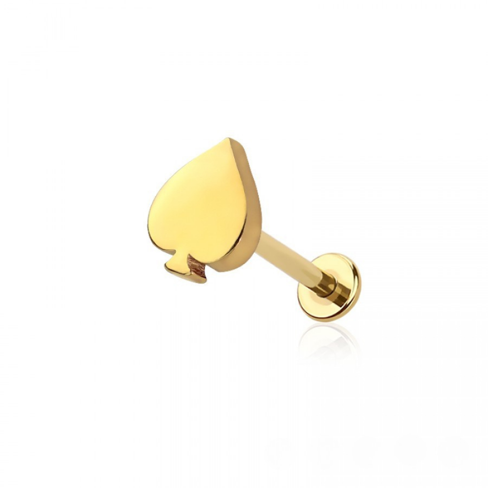 Threadless Push-In Poker Card Suit Top Flat Back Stud - 316L Stainless Steel