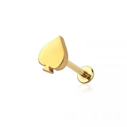 Threadless Push-In Poker Card Suit Top Flat Back Stud - 316L Stainless Steel