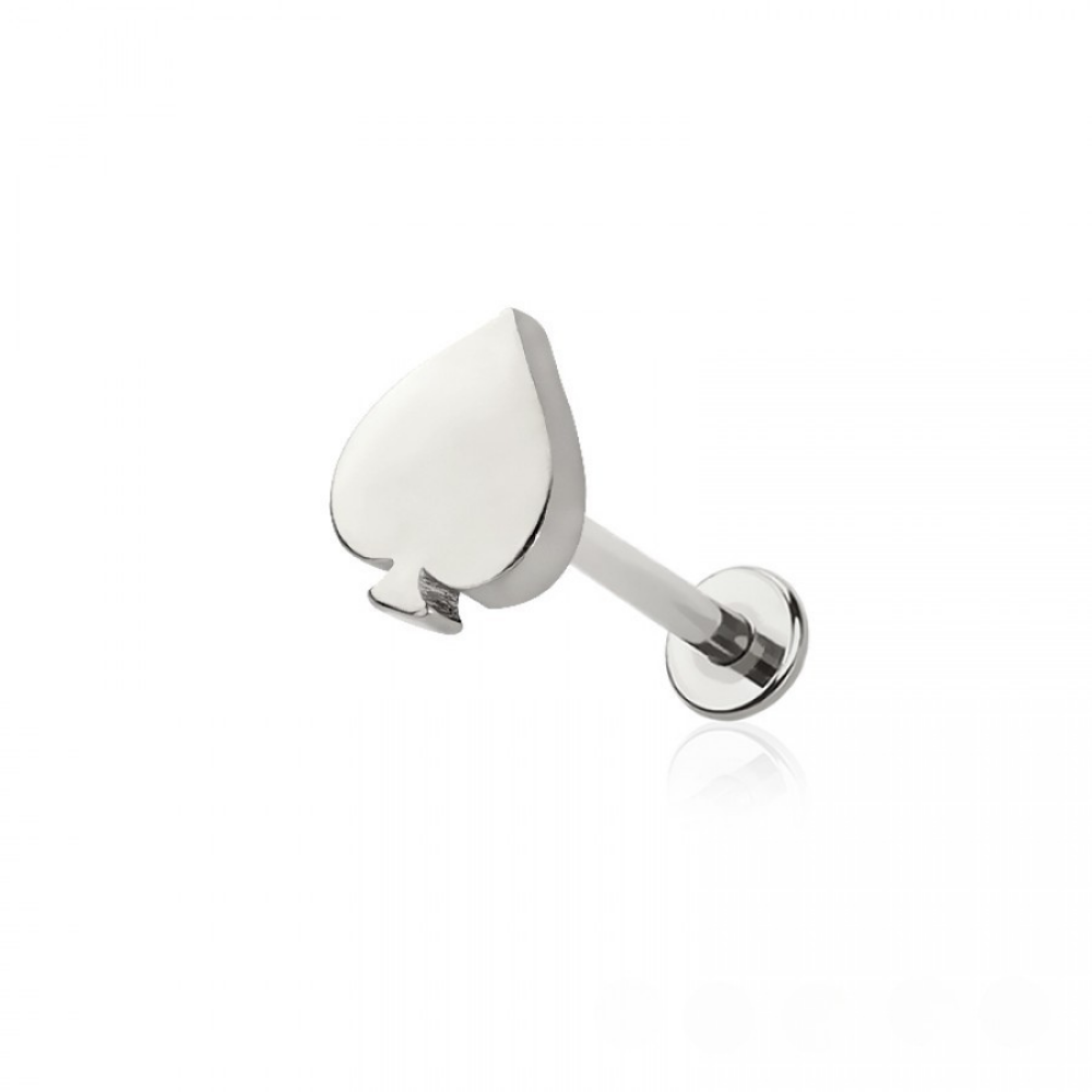 Threadless Push-In Poker Card Suit Top Flat Back Stud - 316L Stainless Steel
