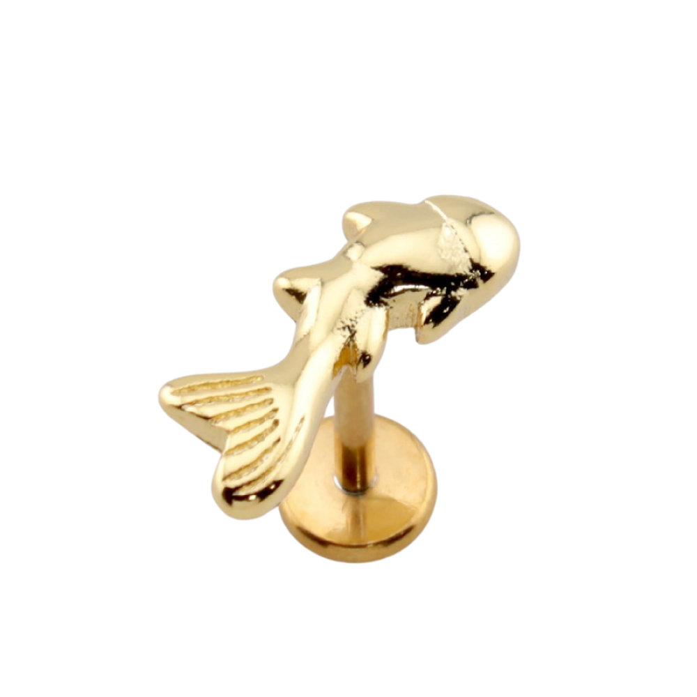Threadless Push In Koi Fish Flat Back Stud - 316L Stainless Steel