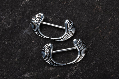 Angel Wing Nipple Barbells - Pair - 316L Stainless Steel