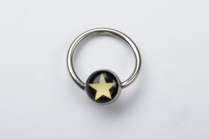 White Star Center Ball Captive Bead Ring - Stainless Steel