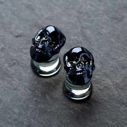 Pyrex Glass Skull Head Shaped Double Flared Plug Gauges