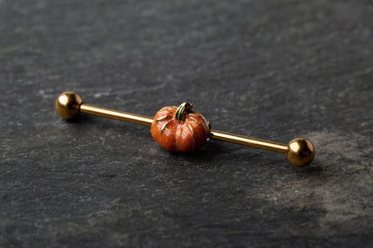 Little Glitter Pumpkin Industrial Barbell - 316L Stainless Steel